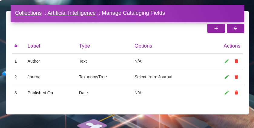 Custom Cataloging Screenshot