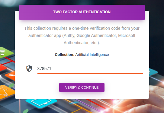 Two Factor Authentication Screenshot